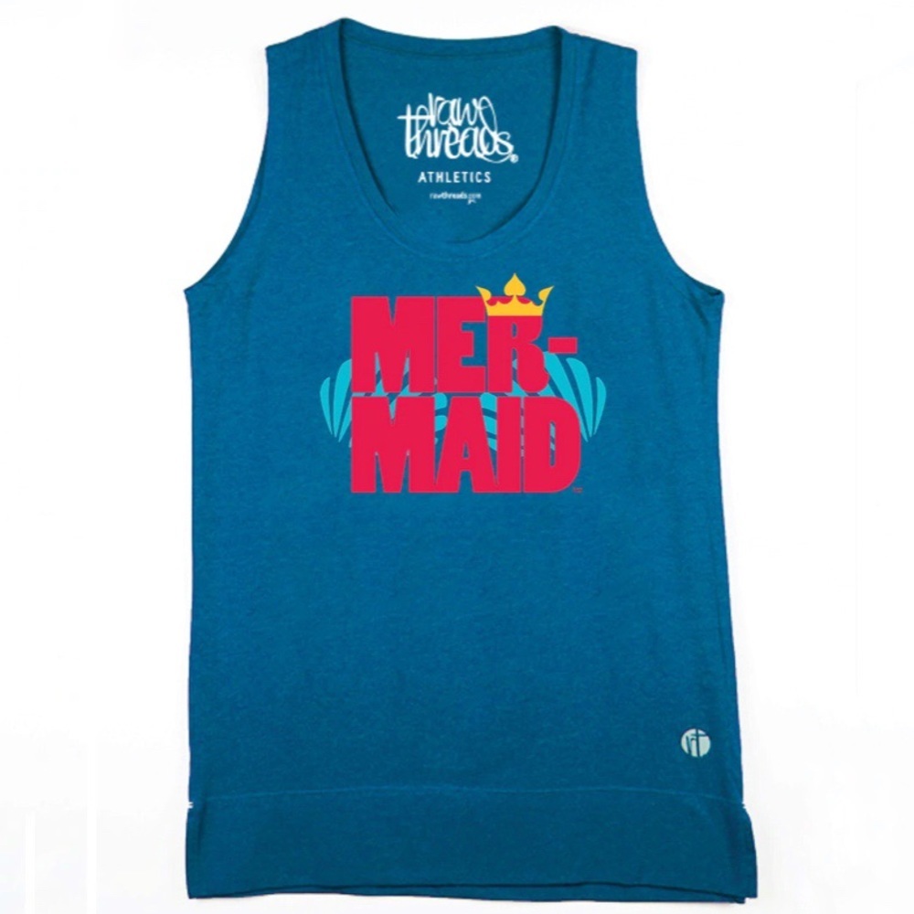 Raw Threads Mermaid Equilibrium Workout Tank Ariel The Little Mermaid Blue Sz XS